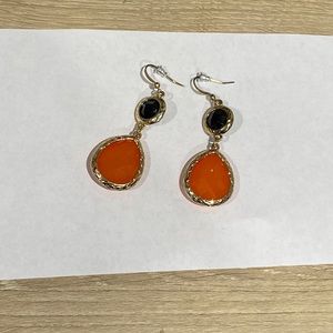 Coral and Black Statement Costume Earrings